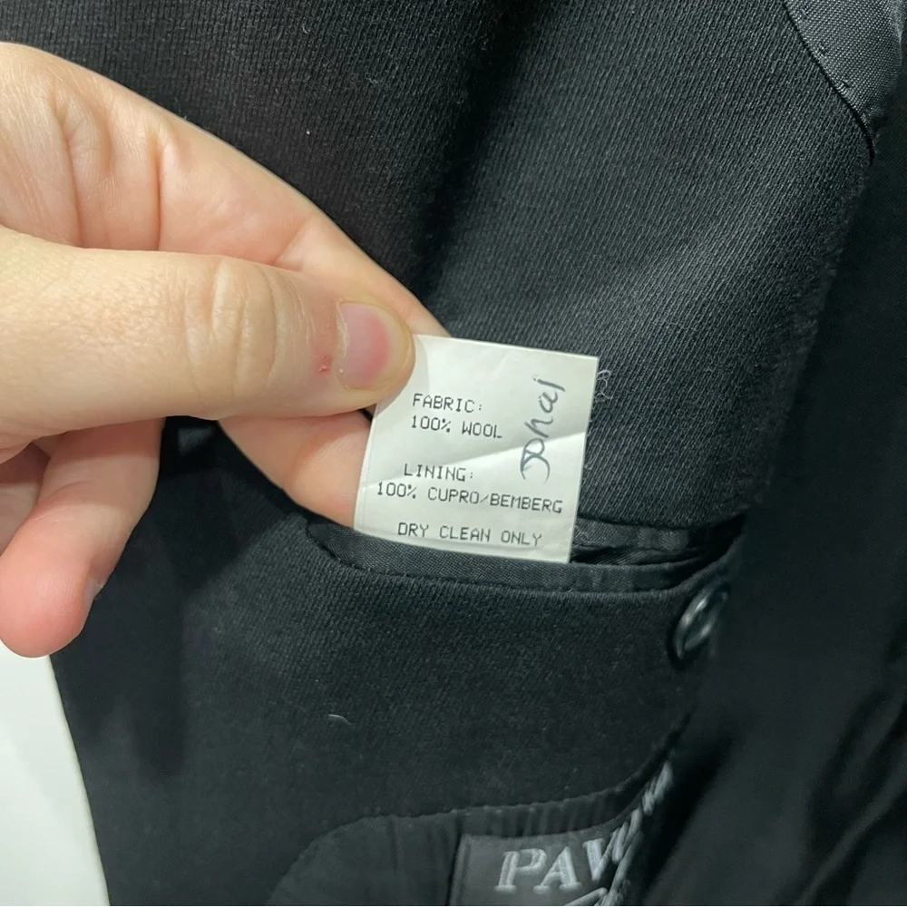 Pavone Soft Zignone Wool Three Button Suit Jacket Size 43 Regular Black